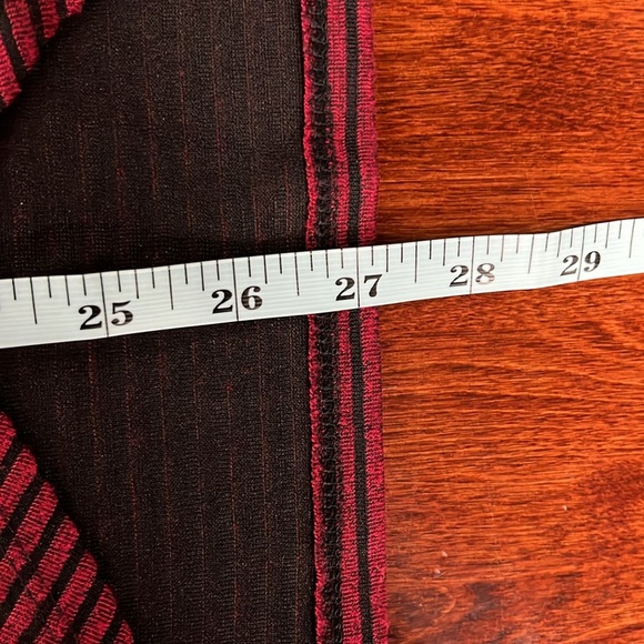 AGB Womens Open Front Cardigan L Black Maroon Stripes Hi-Lo 1 Button Close Soft - Picture 12 of 13